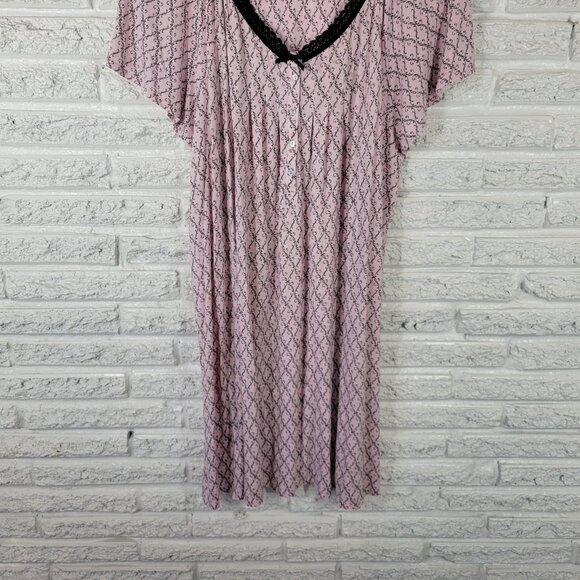 Croft Barrow Womens Nightgown 1X Plus Short Sleeve Pink Geometric GEO242E - Picture 5 of 11